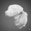 Labrador Retriever head mount, side view, on grey background as white sculpture THE REGAL LABRADOR: The Guardian of Loyalty