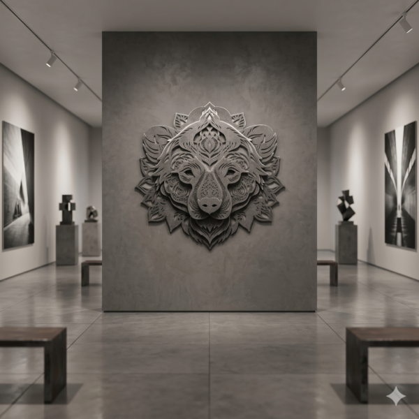 Bear Head Mandala in Dark Steel: The Iron Fortress