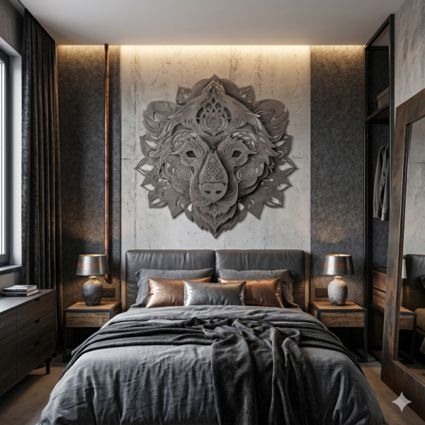 Bear Head Mandala in Dark Steel: The Iron Fortress