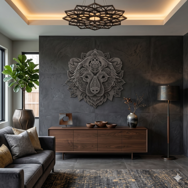 Bear Head Mandala in Dark Steel: The Iron Fortress