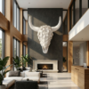 BULL 3D FLOWER High-End Boutique Hotel Lobby (The Pure Original White) 3D Bull Skull with Floral Overlay: The Alchemical Bloom