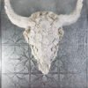 BULL 3D FLOWER WHITE POSTERBOARD 3D Bull Skull with Floral Overlay: The Alchemical Bloom