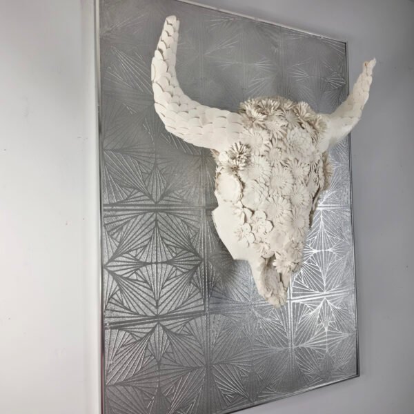 BULL 3D FLOWER WHITE POSTERBOARD (2) 3D Bull Skull with Floral Overlay: The Alchemical Bloom