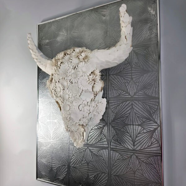 BULL 3D FLOWER WHITE POSTERBOARD (3) 3D Bull Skull with Floral Overlay: The Alchemical Bloom