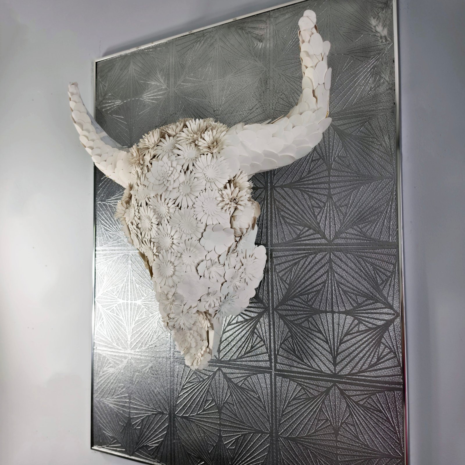 BULL 3D FLOWER WHITE POSTERBOARD (3) 3D Bull Skull with Floral Overlay: The Alchemical Bloom