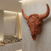 BULL 3D FLOWERHigh-End Wellness Spa or Sanctuary (Organic Terracotta & Clay) 1 3D Bull Skull with Floral Overlay: The Alchemical Bloom