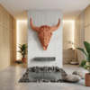 BULL 3D FLOWERHigh-End Wellness Spa or Sanctuary (Organic Terracotta & Clay) 3D Bull Skull with Floral Overlay: The Alchemical Bloom