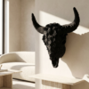 BULL 3D FLOWERLuxury Living Room (Chic Matte Black & Deep Charcoal) 3D Bull Skull with Floral Overlay: The Alchemical Bloom
