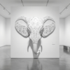 Contemporary Fine Art Gallery (Stark Minimalist White) Elephant 3D Sculpture: The Sovereign Sentinel