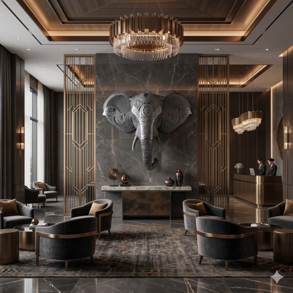 Elephant Head Mandala Sculpture: The Gentle Monolith