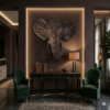 Elephant 3D Sculpture in Antique Bronze & Gold: The Sovereign Sentinel