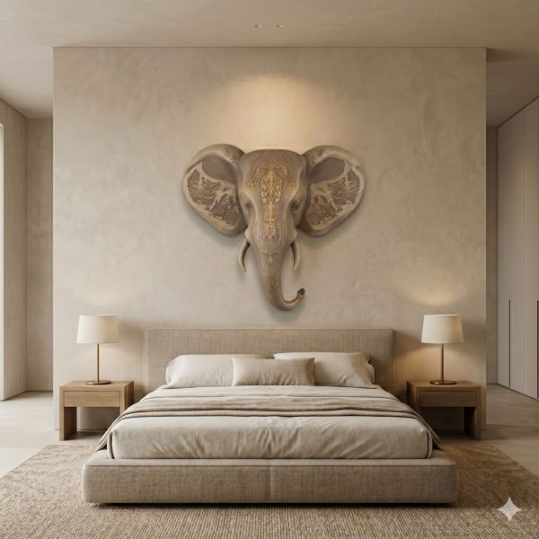 Elephant 3D Sculpture in Antique Bronze & Gold: The Sovereign Sentinel