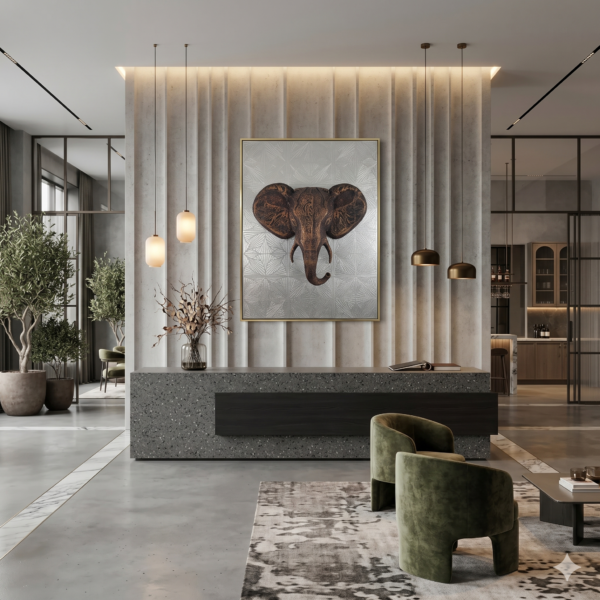 Elephant 3D Sculpture in Antique Bronze & Gold: The Sovereign Sentinel