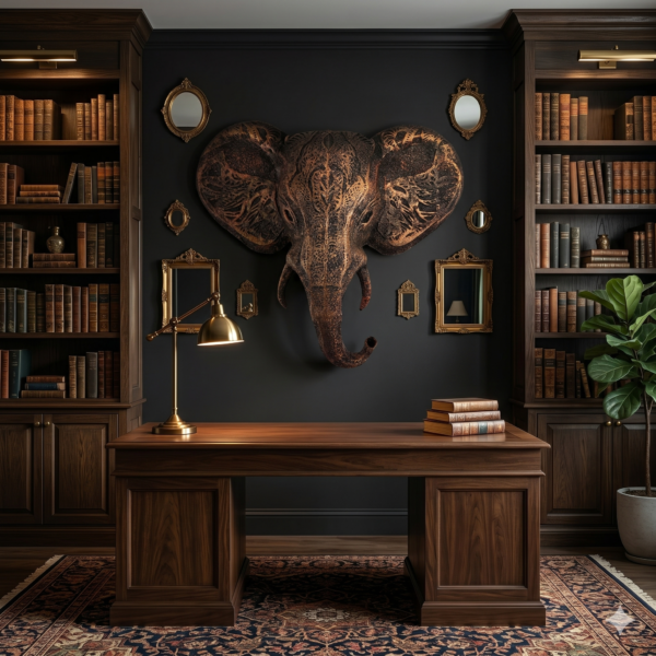 Elephant 3D Sculpture in Antique Bronze & Gold: The Sovereign Sentinel