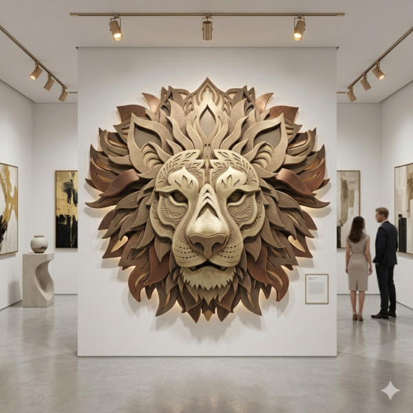 LION Contemporary Fine Art Gallery Textured Lion Head Mandala: Spirit of the Wild