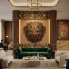 LION High-Design Boutique Hotel Lobby Textured Lion Head Mandala: Spirit of the Wild