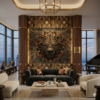 LION Luxury Penthouse Living Room Textured Lion Head Mandala: Spirit of the Wild