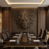 LION Ultra-Luxury Executive Boardroom Textured Lion Head Mandala: Spirit of the Wild
