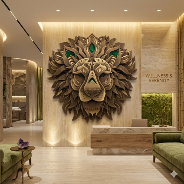 LION Upscale Wellness Center or Spa Textured Lion Head Mandala: Spirit of the Wild