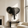 Open-Plan Luxury Living Room (Sleek Matte Black) Elephant 3D Sculpture: The Sovereign Sentinel