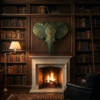 Private Library or Den (Rich Forest Green & Gold Leaf Accents) Elephant 3D Sculpture: The Sovereign Sentinel