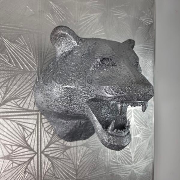 Tiger Head 3D Sculpture in Dark Steel: The Sovereign Shadow