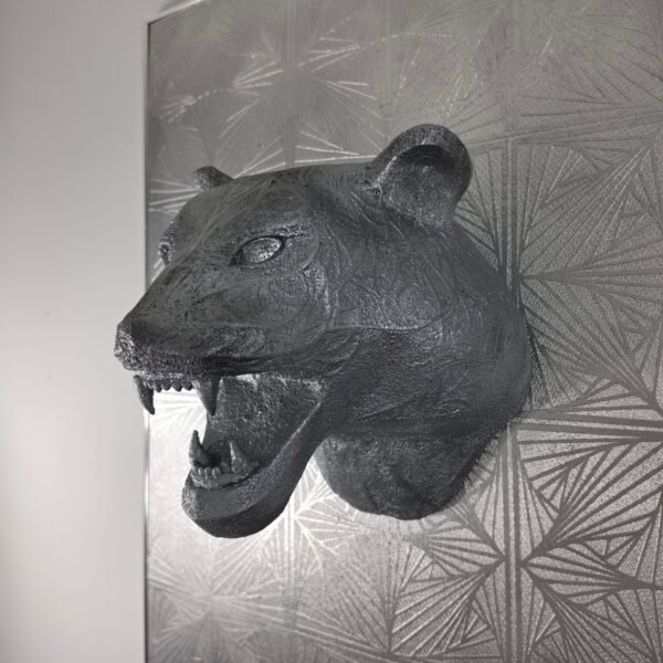 Tiger Head 3D Sculpture in Dark Steel: The Sovereign Shadow