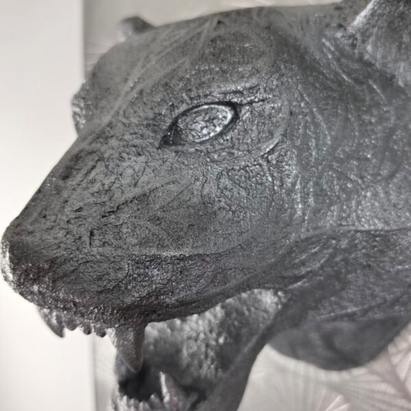 Tiger Head 3D Sculpture in Dark Steel: The Sovereign Shadow
