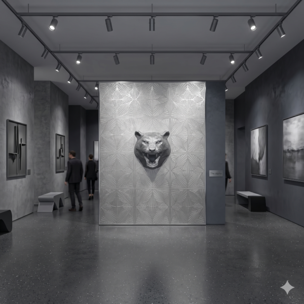 Tiger Head 3D Sculpture in Dark Steel: The Sovereign Shadow