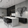 Ultra-Modern Kitchen Dining Space (Raw Industrial Grey) Elephant 3D Sculpture: The Sovereign Sentinel